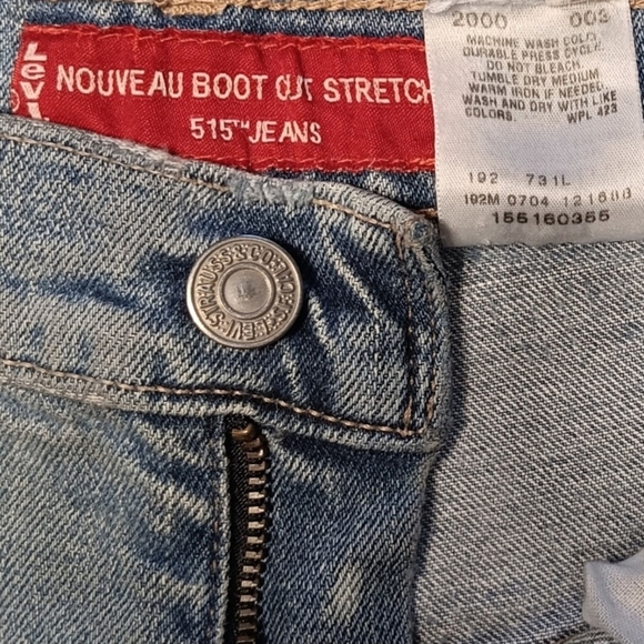 Levi Nouveau 515 Bleached Short USA Distress Cutoff Mid Rise Mid Blue 6S - Picture 4 of 11